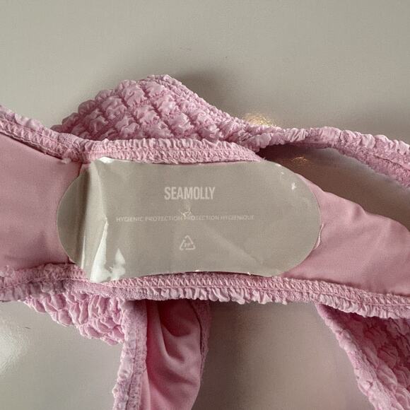Seamolly Baby Pink Size XS Bathing Suit Textured Bikini Shell Detail Triangle - Picture 13 of 16